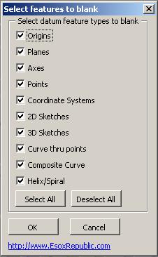Screen shot of datum feature selection interface.